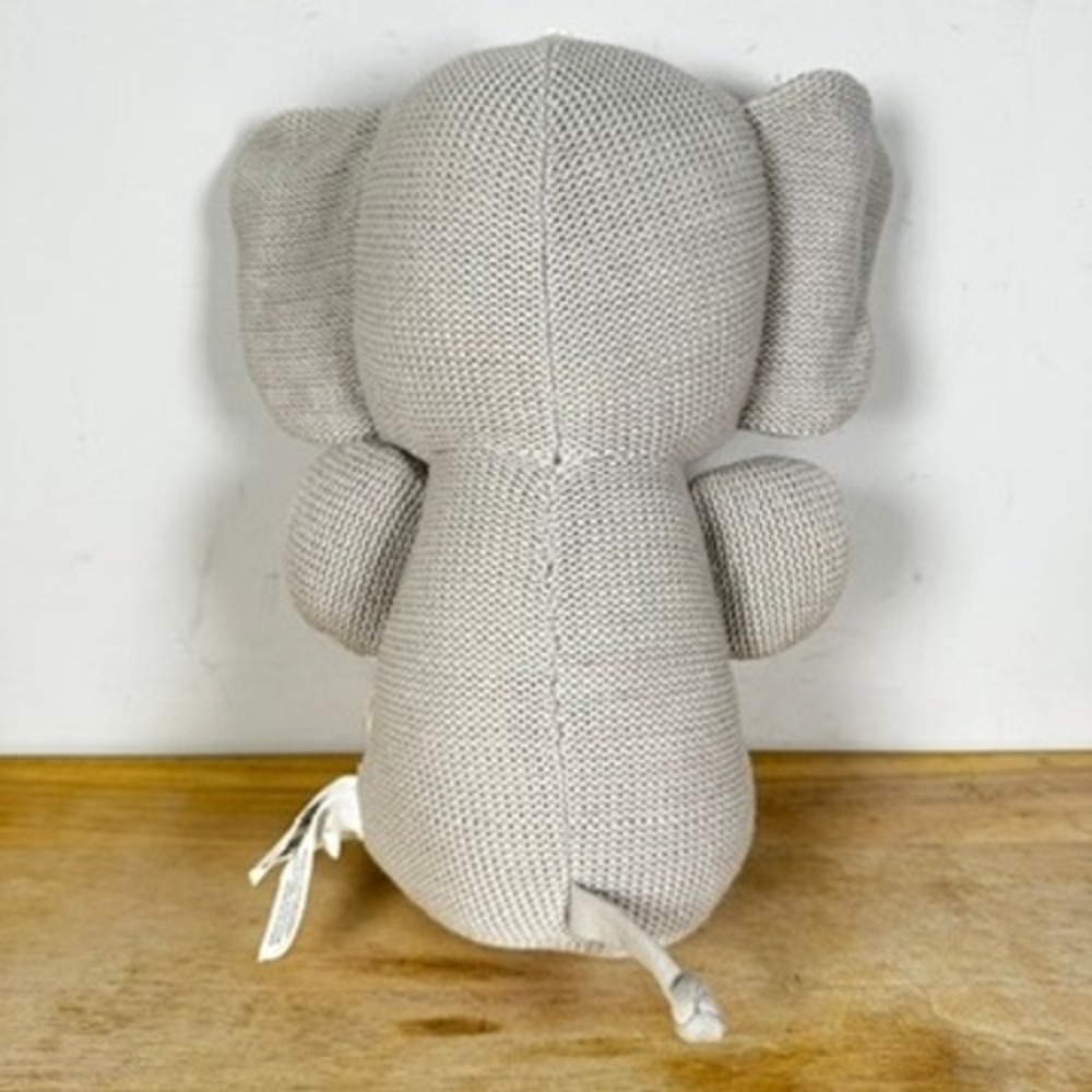 Living Textiles Theodore the Elephant Stuffed Rattle Lovey 100% Cotton Baby - Picture 4 of 8